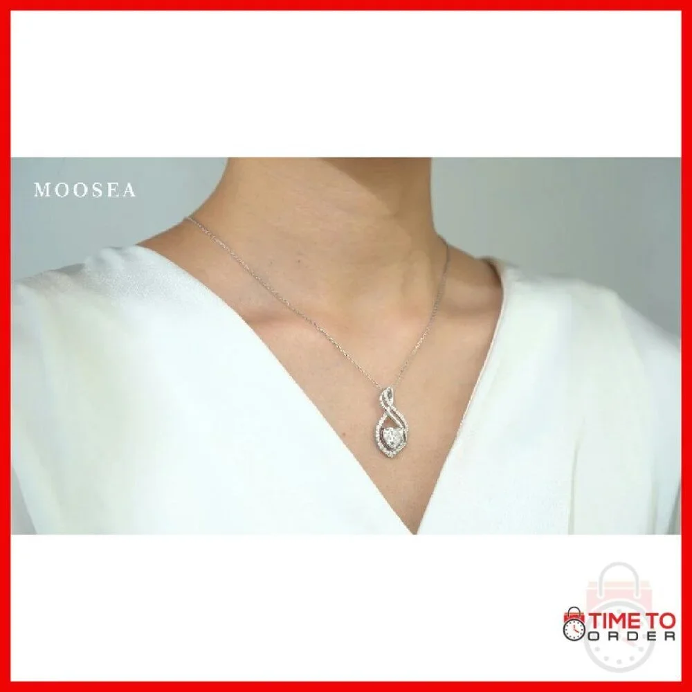 3ct Heart Moissanite Pendant Necklace 925 Sterling Silver Infinity Design